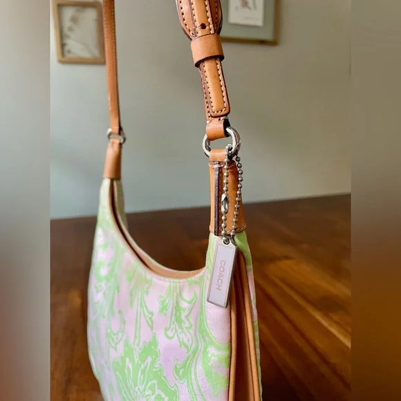 Vintage Coach Pink & Green Paisley Girlie Hobo Y2K 2001 - Picture 14 of 15